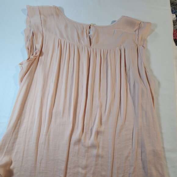 Loft Pink Sleeveless Blouse L Lightweight Sheer Layering Top Feminine Chic - Picture 2 of 6